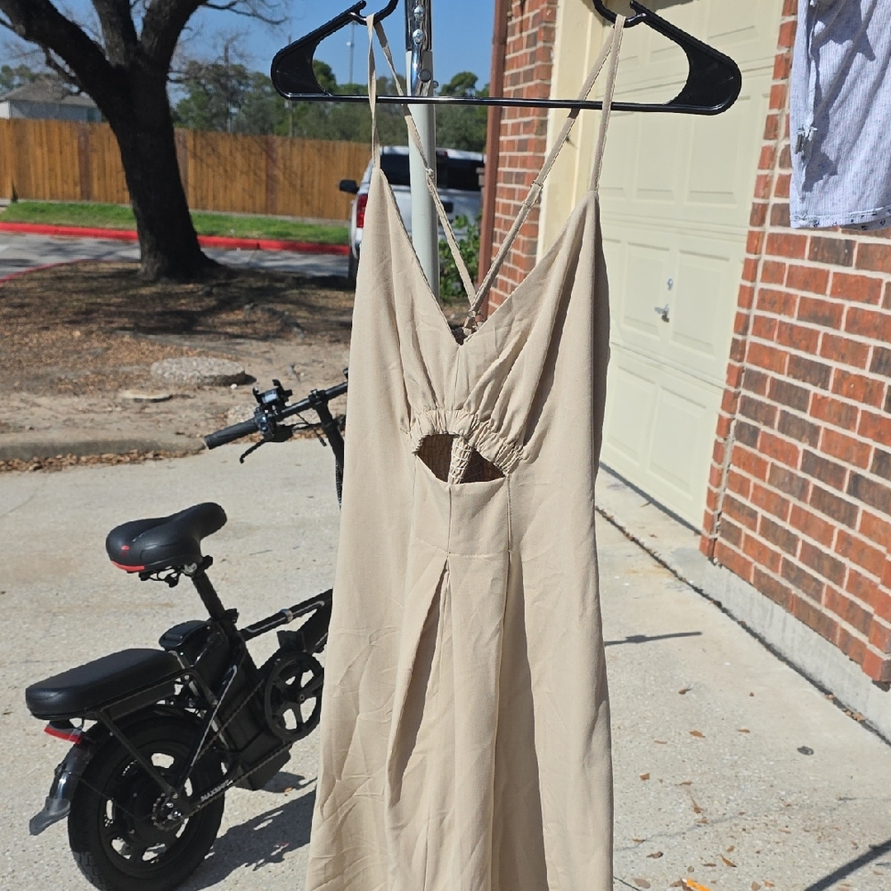 Asymmetrical Tan Dress
